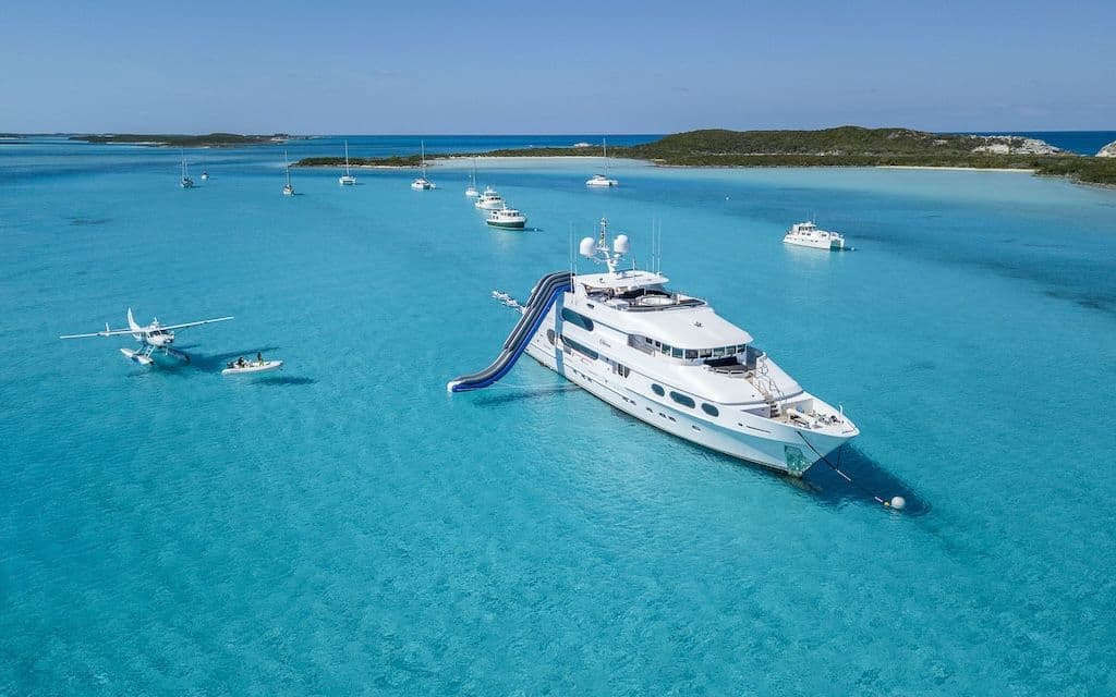 bahamas superyacht charter with waterslide