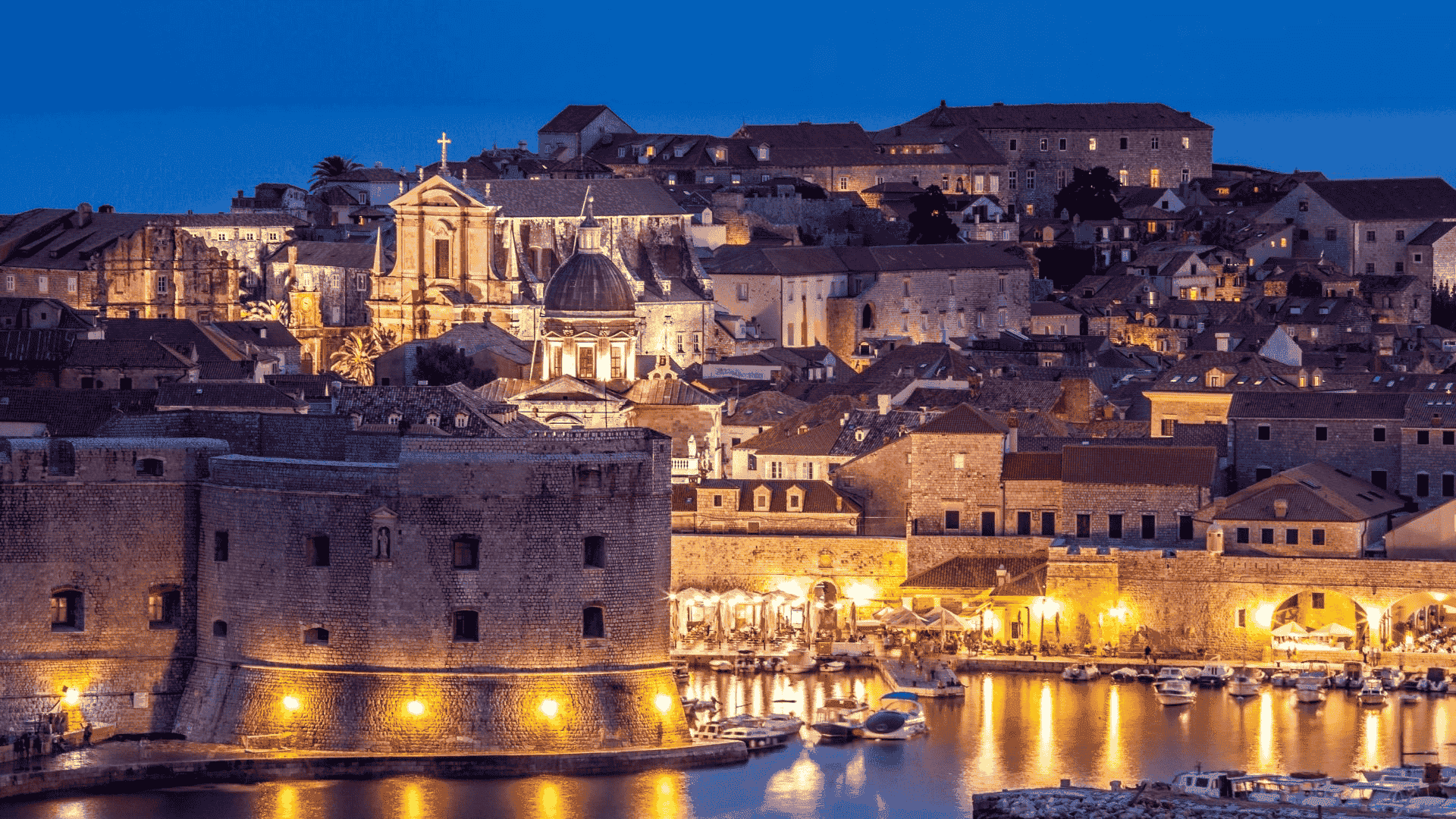 dubrovnik at night in croatia