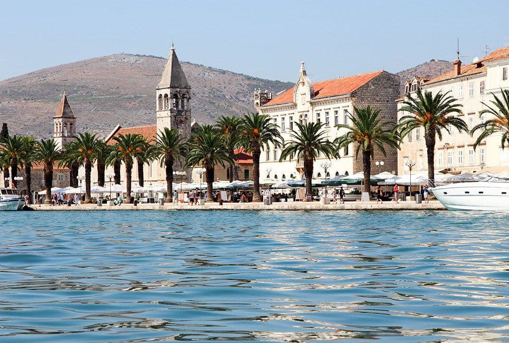 trogir croatia palm trees town