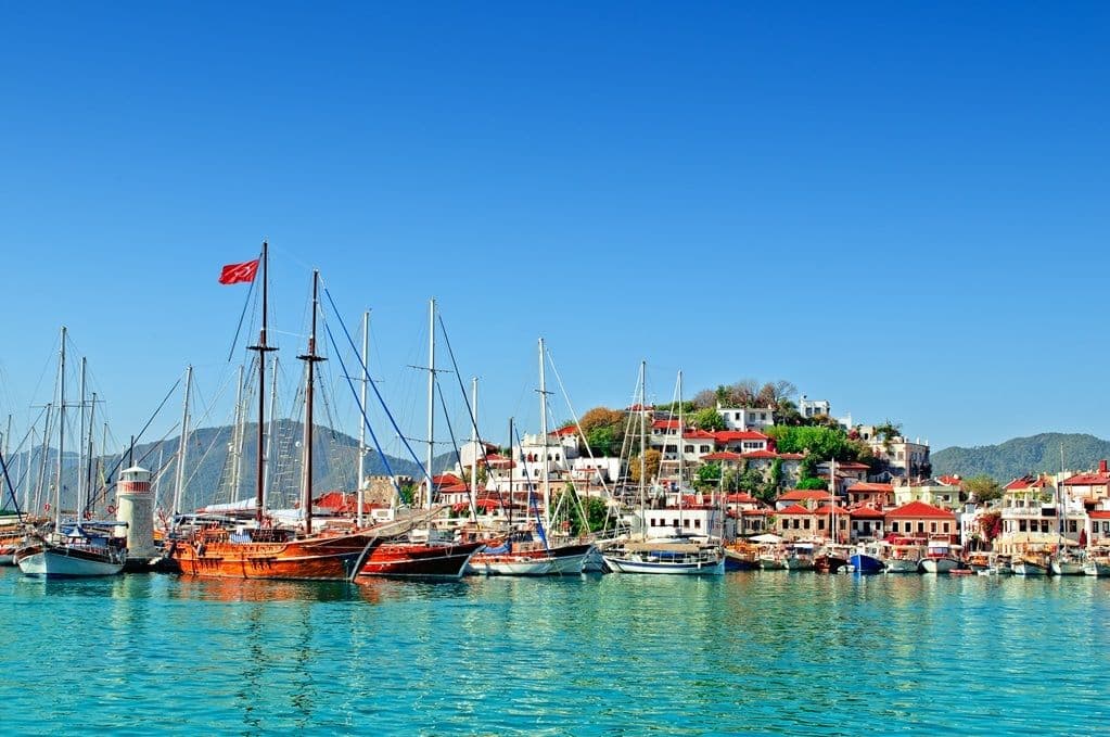 marmaris boats moored in turkey