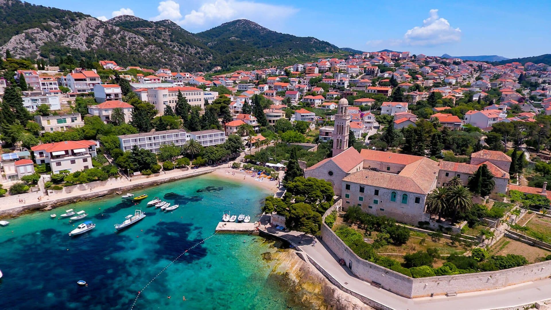 hvar boats moored in bay