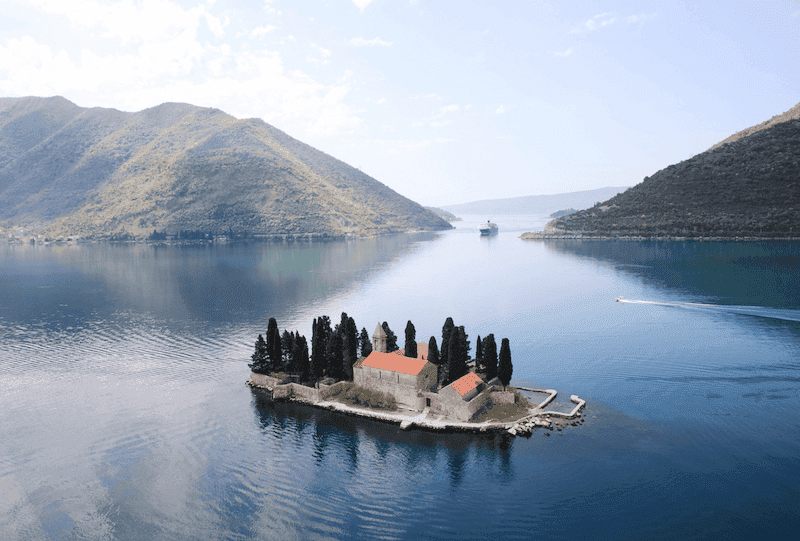 island in the water near kotor
