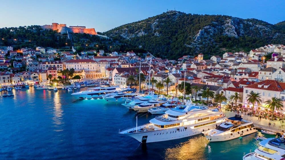 hvar marina at night